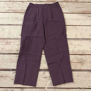 Philippe Adec Purple 100% Linen Pants Size 4/38 Women's Made In Portugal